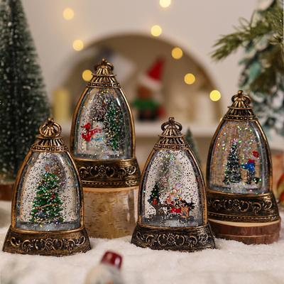 Рождественский фонарь-снежный шар в форме колокольчика с кружащимися блестками, рождественская лампа для праздничного декора дома, офиса, стола