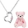 Natural Diamond Heart Necklace Teddy Bear Stuffed Toy Set October Pink Tourmaline Pink Bear [Sears] Women's 1491-tdt-01-p10