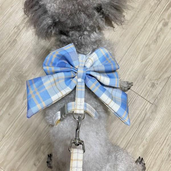 С нами Damda Шлейка для собак и кошек Набор поводков с клетчатой ​​лентой Розовый Синий Желтый