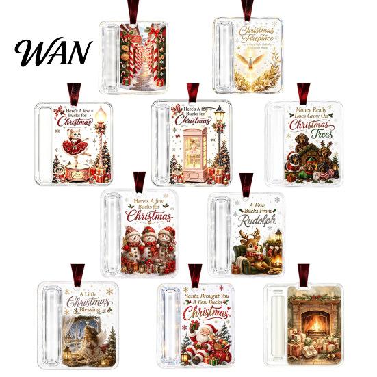 Holiday Money Holder for Kids Christmas Cash Ornament, Acrylic Holder, Box Hanging Decoration Xmas Tree, Stocking Stuffer, Creative Gift Ideas