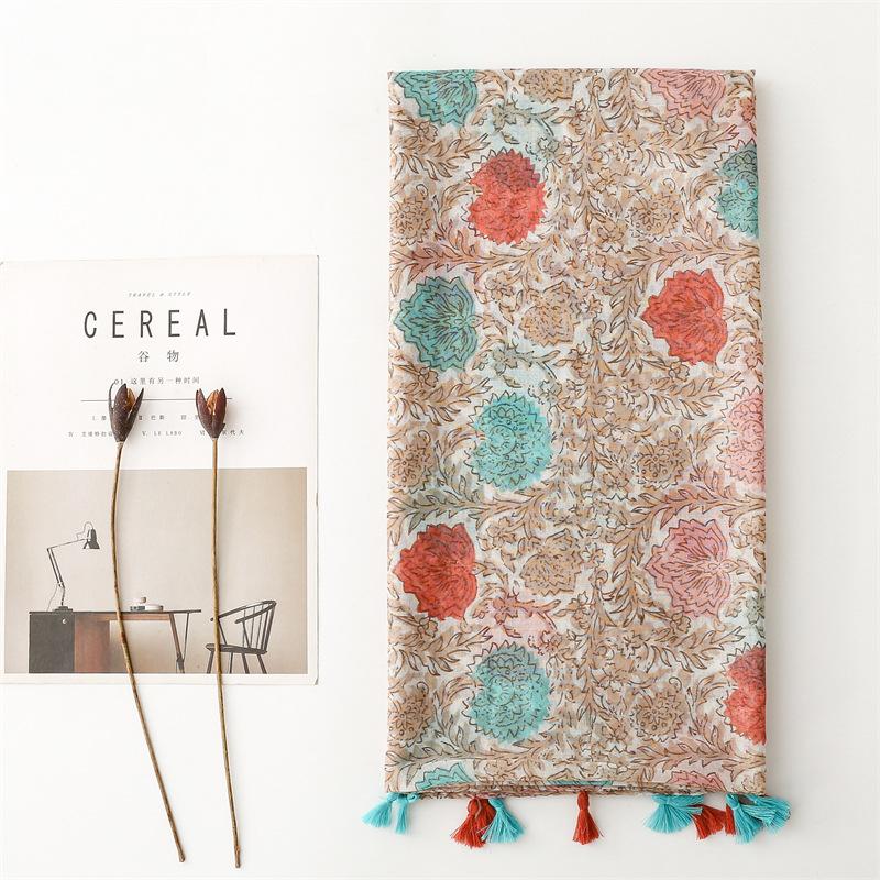 Four Seasons Женский Дорожный Солнцезащитный Шарф Художественные Аксессуары Фотография Балийская Пряжа Цветочная Шаль Растения Цветы