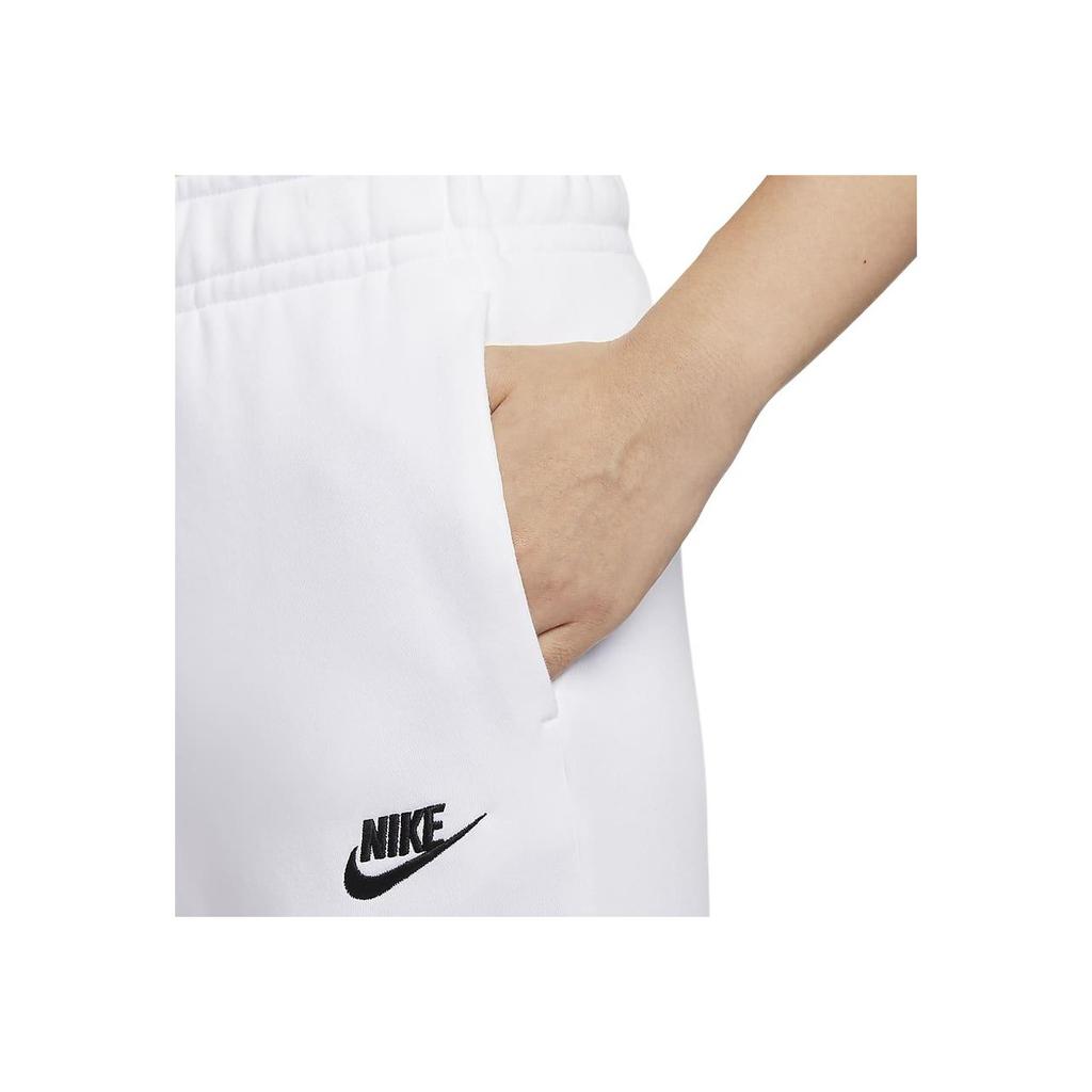 Nike Спортивные флисовые однотонные спортивные штаны с широкими штанинами и завязками, женские брюки белого цвета FB2728-100