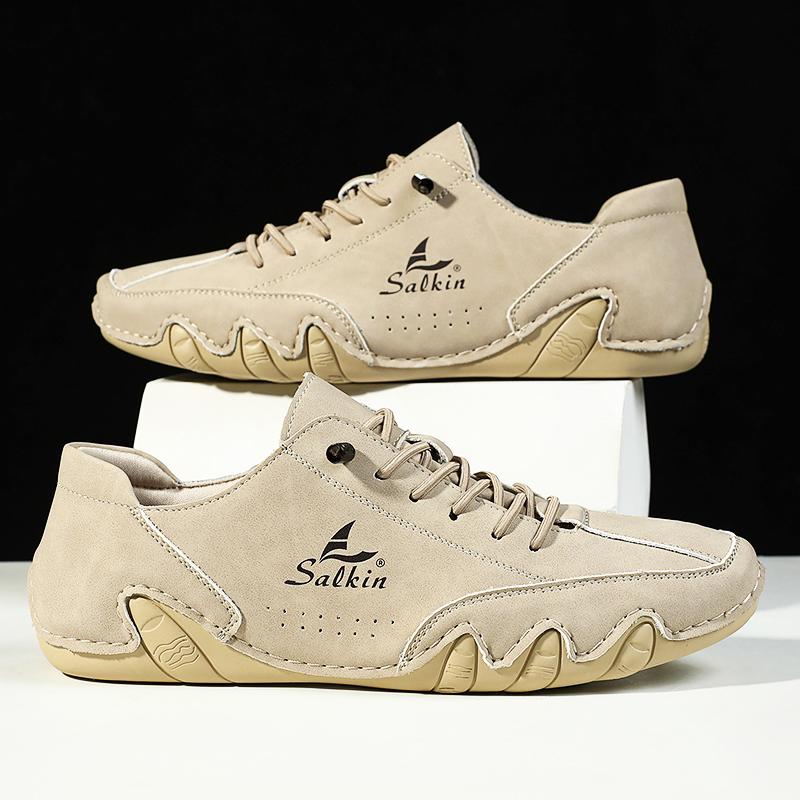 Новая мода 2025 Ручная работа Кожа Повседневная Мужская обувь Дизайн Кроссовки Слипоны Лоферы Дышащие Низкий верх Балетки Для вождения Большой размер