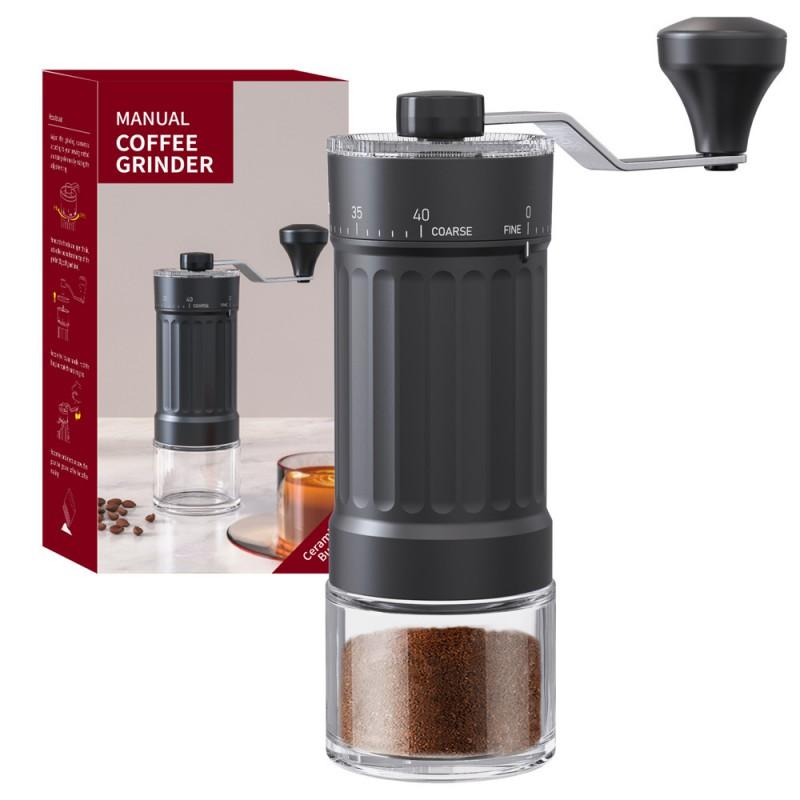 Manual Coffee Grinder Hand Crank Burr Mill Home Use Compact Adjustable Grind Size Black