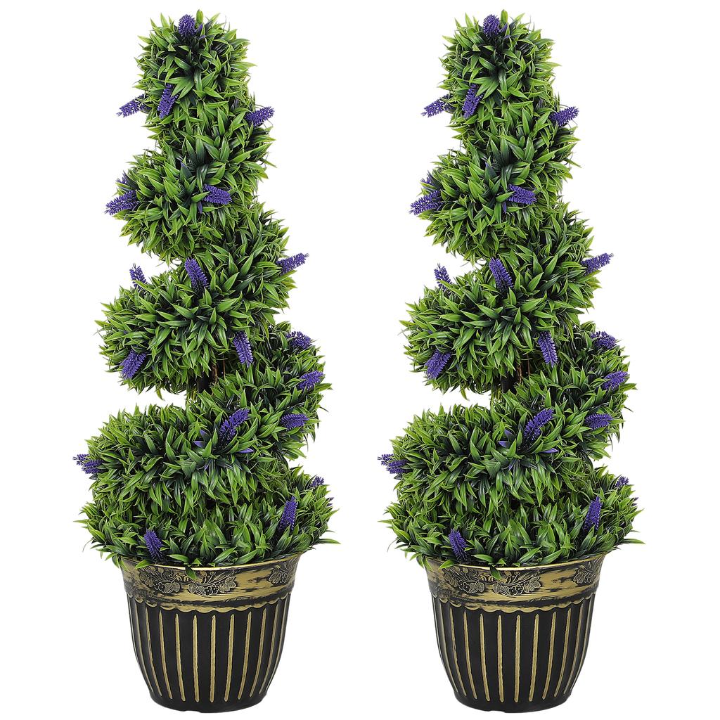 Set of Two 90cm Artificial Lavender Trees