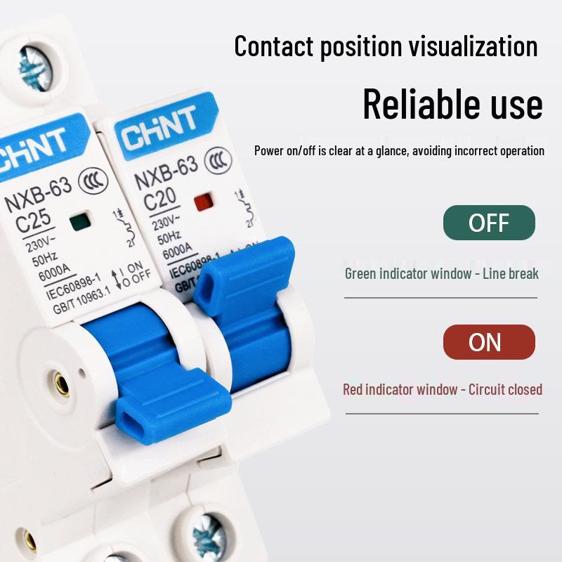 Chint NXB 2P MCB 380V Автоматический выключатель с защитой от короткого замыкания для бытового использования