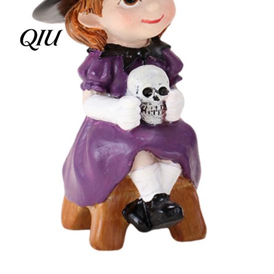 Small Witch Craft 2PCS Purple Statues, Resin Halloween Ornaments, Miniature Spooky Scenes Cute Figurines, for Home Desktop Decoration Scene