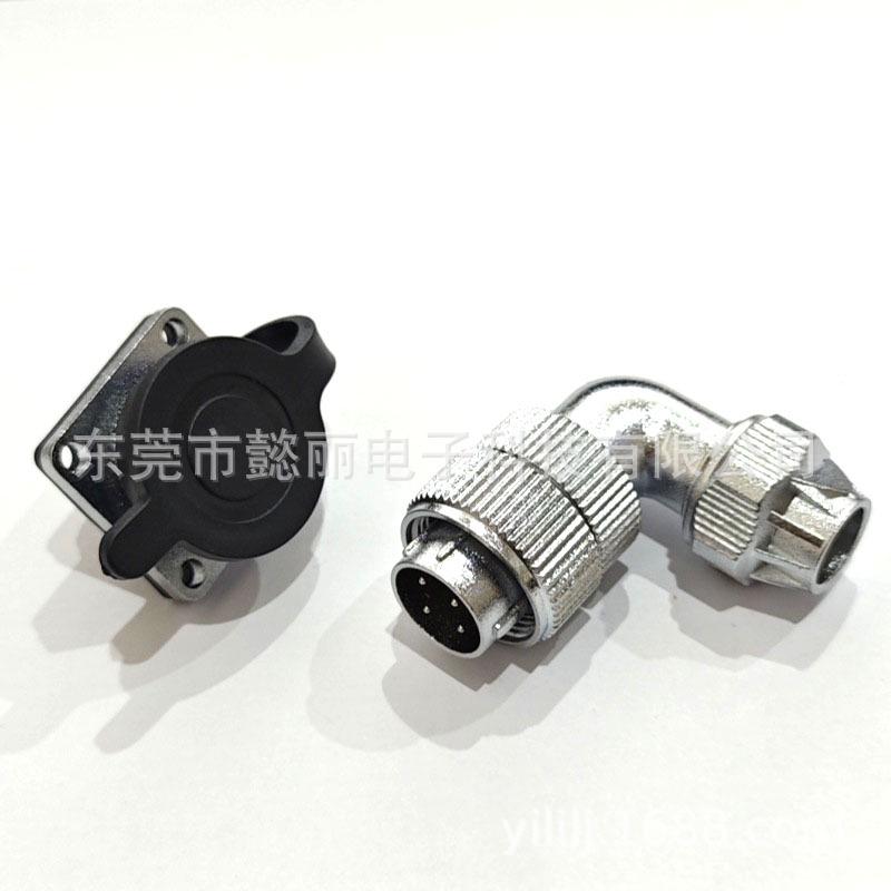 WF24 90° Male-Female Aviation Plug M24 Square Flange Wiring Connector TU+Z Waterproof IP67