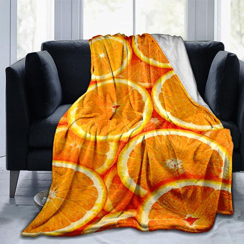 1pc Orange Printing Lightweight Flannel Blanket, Comfortable and Warm Blanket, for Camping Sofa Bed and Couch Office, Gift