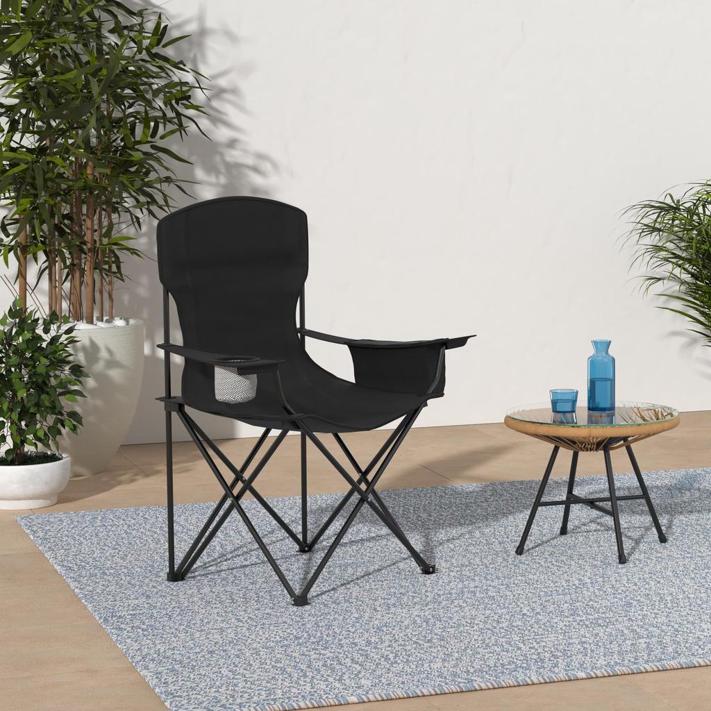 Складной мягкий квадроцикл для кемпинга Pacific Pass в Японии, вмещает груз, черный [подлинный импортный] стул, подлокотники/карман для холодильника/напиток