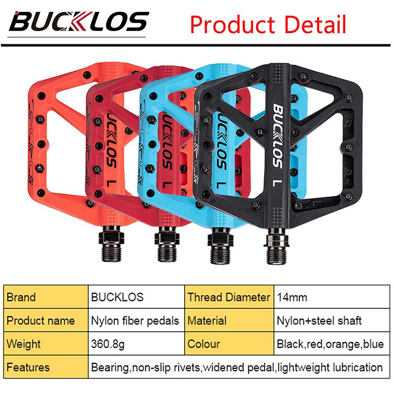 Велосипедные педали BUCKLOS с герметичным подшипником, педаль платформы MTB для велосипеда, горный нейлоновый велосипед, плоские педали 9/16 дюймов, часть шоссейного велосипеда MTB