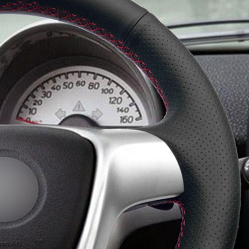 Black Artificial Leather Hand-stitched Car Steering Wheel Covers For Smart Fortwo 2009-2013 Smart Forjeremy 2013