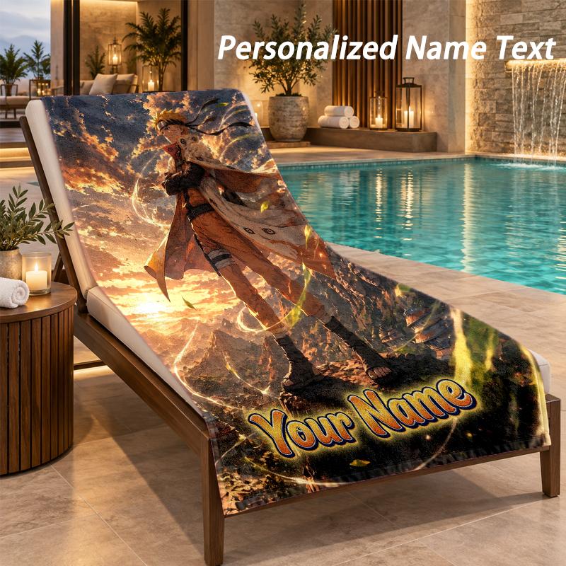 Naruto Custom Name Beach Towel Large Soft Towel for Indoor Bathroom Outdoor Beach