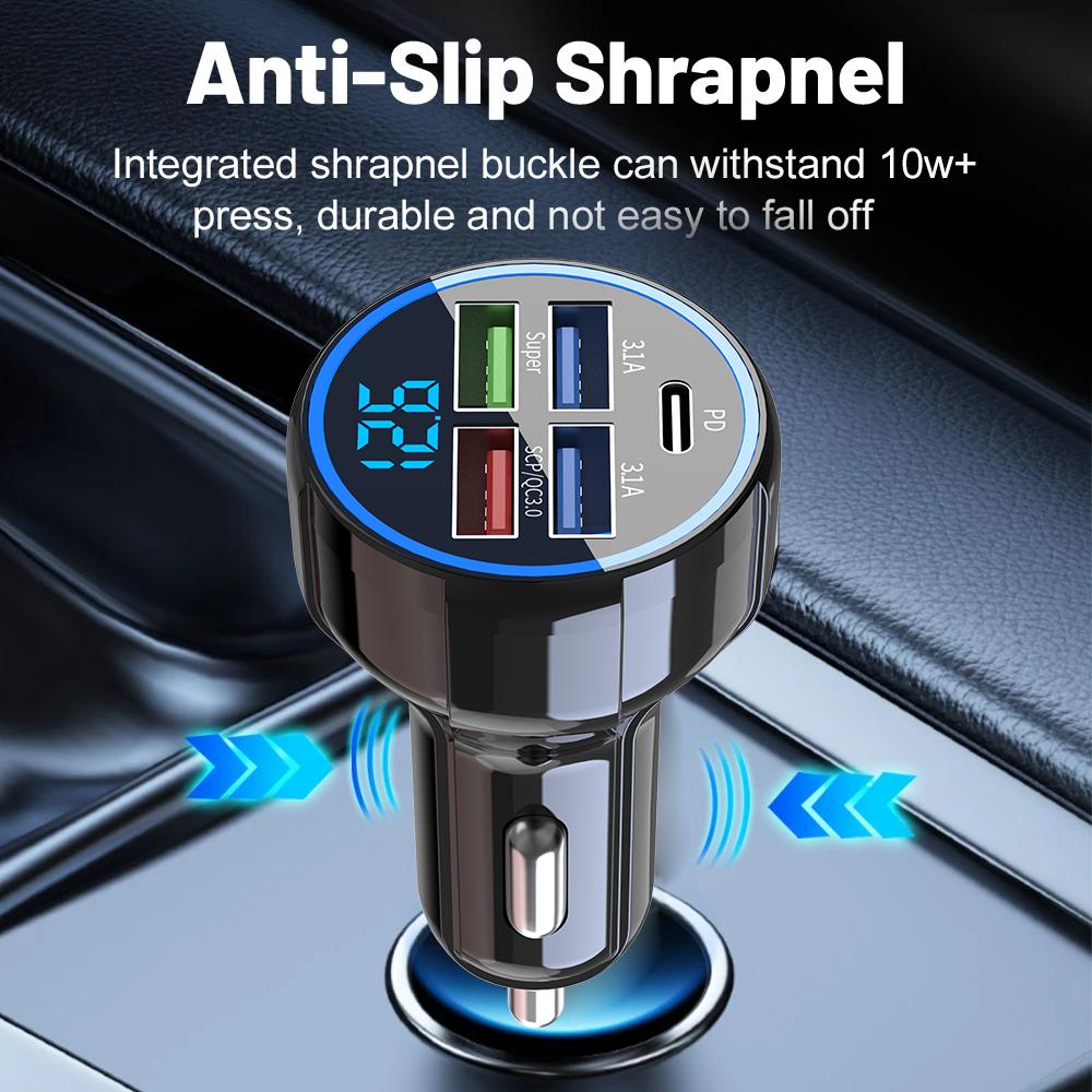 Автомобильное зарядное устройство для телефона новой модели 2025 года с быстрой зарядкой QC3.0, многофункциональный автомобильный адаптер 1 к 5, автомобильный зарядный концентратор на 5 портов с