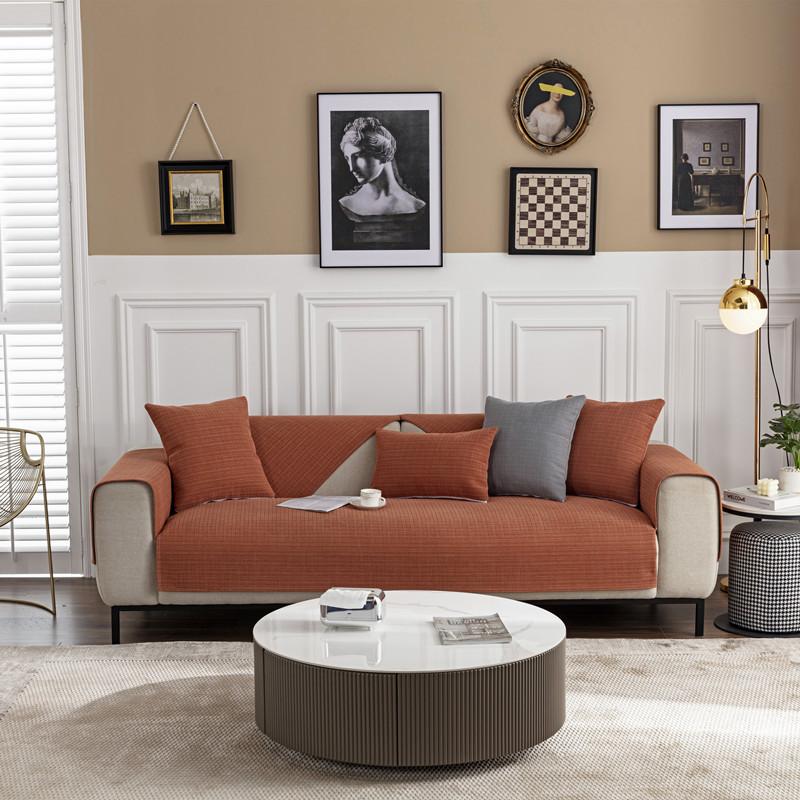 Четырехсезонная универсальная тканевая клетчатая подушка для дивана из синели, современная простая противоскользящая двойная подушка для дивана, полотенце