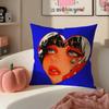 Creative Art Loving Woman Cushion Cover Pillowcase Short Plush Invisible zipper Room Sofa Cushion Cover
