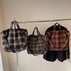 New Autumn and Winter Woolen Plaid Tote Bag Women's Leisure Large-capacity College Style Shoulder Bag Underarm Bag