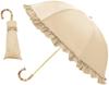 Kamio Japan Pink Trick Rain or Fully Folding Latte 210503 Parasol, Shine, Shade, 2-Section Umbrella, Frilled, Beige, 50cm,