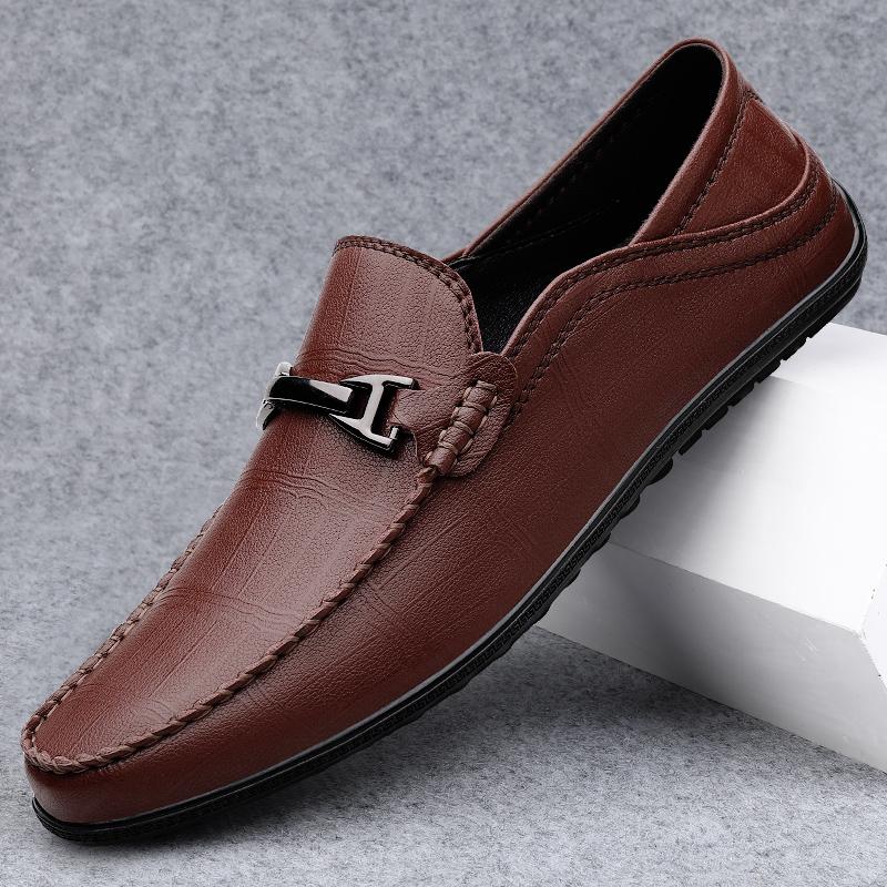 Fashion Genuine Leather Moccasins High Quality Mens Slip on Flats Casual Luxury Brand Men Loafers  2025 New Light Breathable Dress Flats