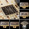 Square Antique Brass Floor Drain Bathroom Shower Insert Stopper Grates Waste Kitchen Floor Drain