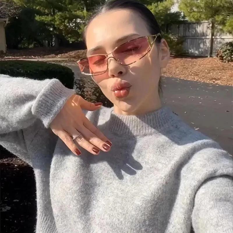 Солнцезащитные очки с прорезями Женские Модные Градиентные 2000-х Очки-обертки Брендовые Панк-очки Зеркальные Очки