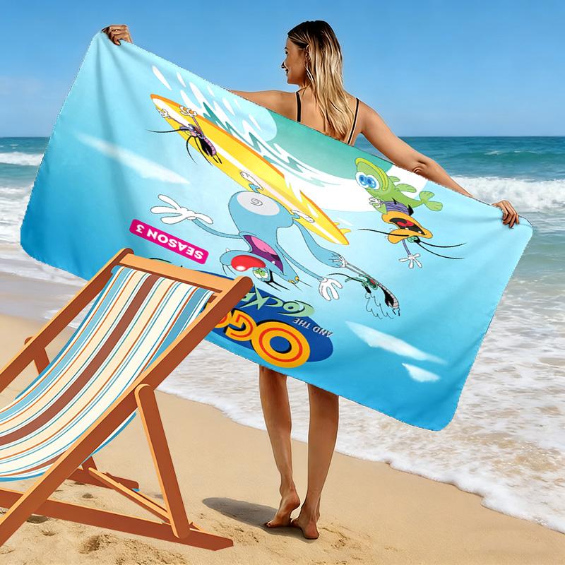 Oggy 2D Flat Print Beach Towel, Large Soft Quick Dry Towel for Beach Camping Swimming.NSTJ0928127