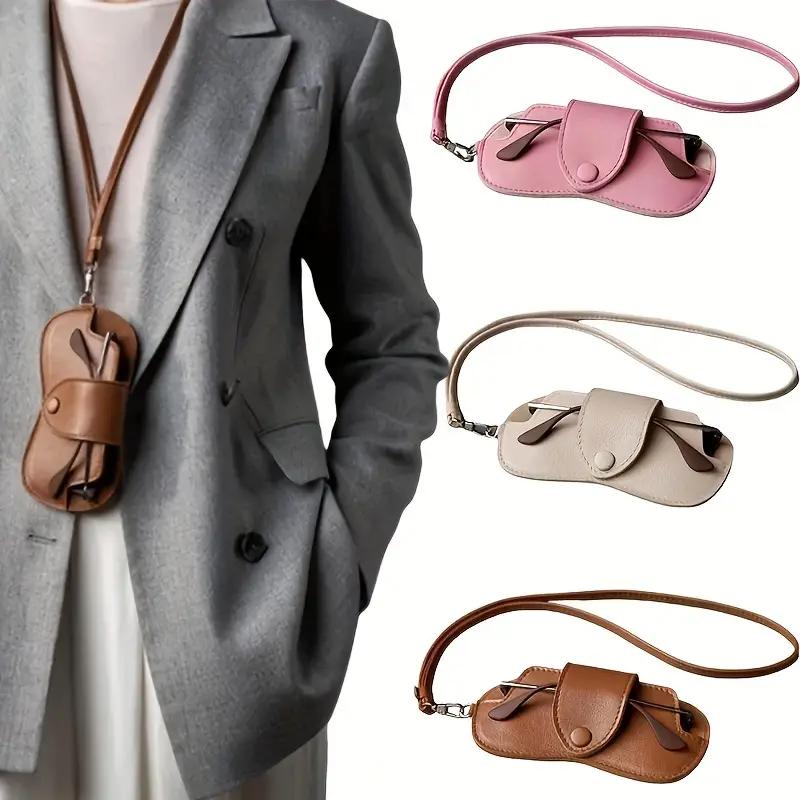 Ретро Сумка для хранения очков Можно повесить на шею для путешествий Чехол для очков от солнца с отстегивающимся плечевым ремнем для предотвращения потери Чехол для очков