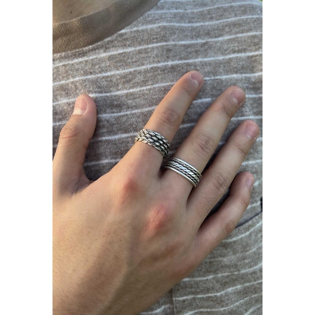 Испанский плетеный и спиральный узор, регулируемый набор посеребренных колец