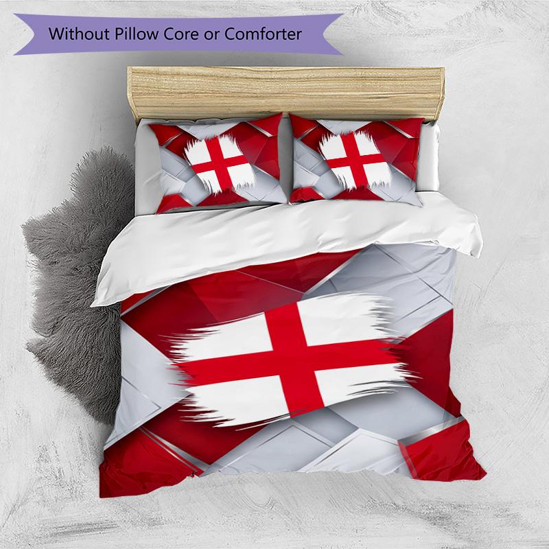England Football Printed Bedding 3 Piece Set Cozy Breathable Bed Cover Set as Housewarming Holiday Gift