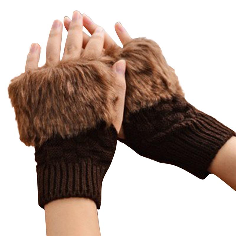 Women Gloves Stylish Fingerless Warm Winter Half Finger Mitten Ladies Faux Woolen Plush Wrist Warmer Glove Gift Ladies Gloves