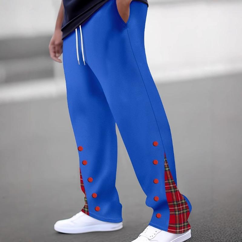 Мужские повседневные брюки Новые спортивные брюки на пуговицах с цветными блоками Стильные