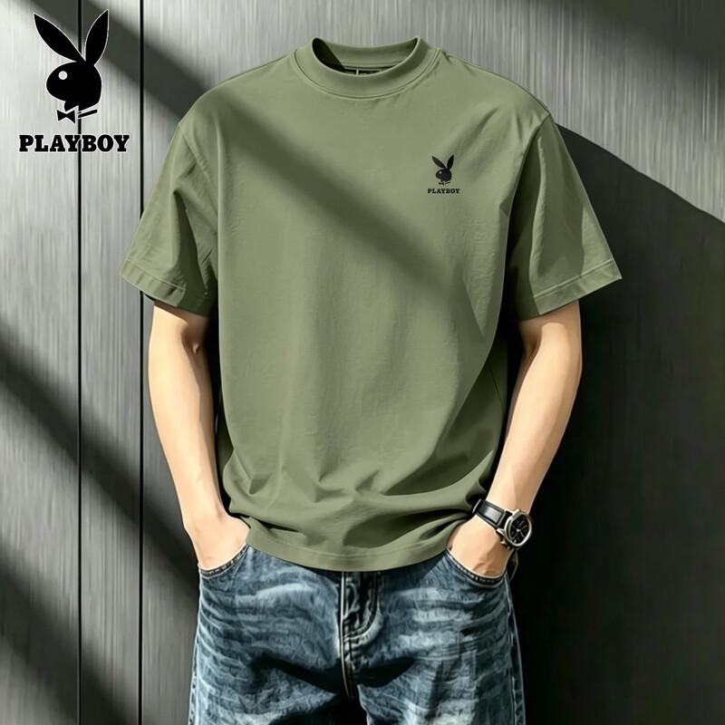 PLAYBOY Мужская летняя футболка с коротким рукавом из чистого хлопка 2026