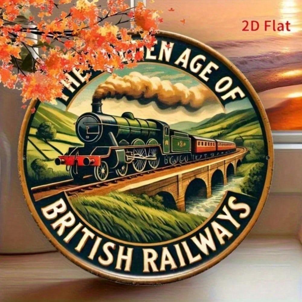 Винтажная металлическая табличка British Railways 8x8 дюймов Настенное искусство с паровозом Декор для поезда