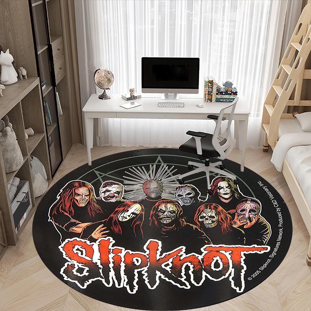 1 шт. Круглый ковер с логотипом группы Slipknot для офиса, комнатный коврик, подходящий для офиса, спальни, гостиной, домашнего декора, декора комнаты a0926050