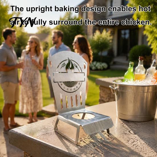 Easy Clean Dishwasher Safe Roaster Beer Can Chicken Rack, Durable Metal Vertical Poultry Stand, Stable Upright Cooking Rack Heat Resistant BBQ Grills