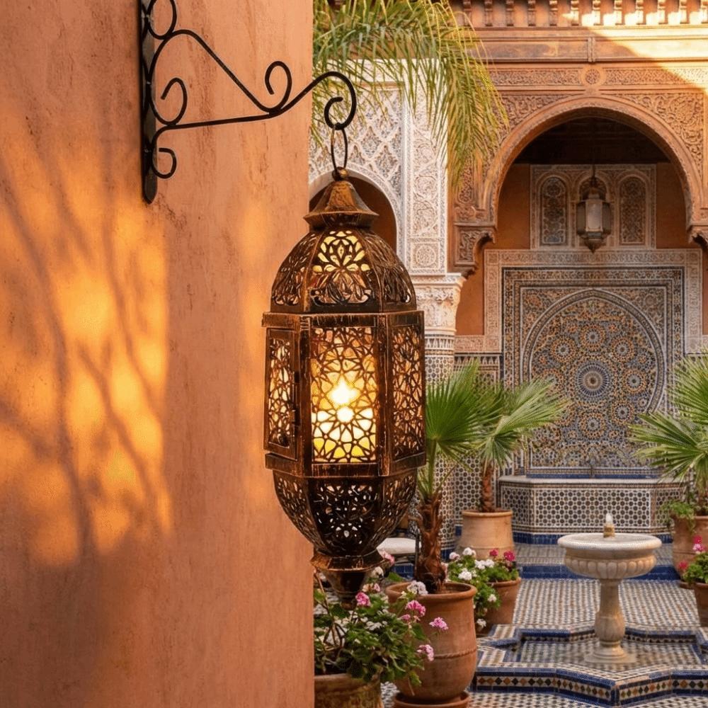 Moroccan Style Vintage Hollow Candlestick Luxury Wind Lamp Candle Holder Living Room