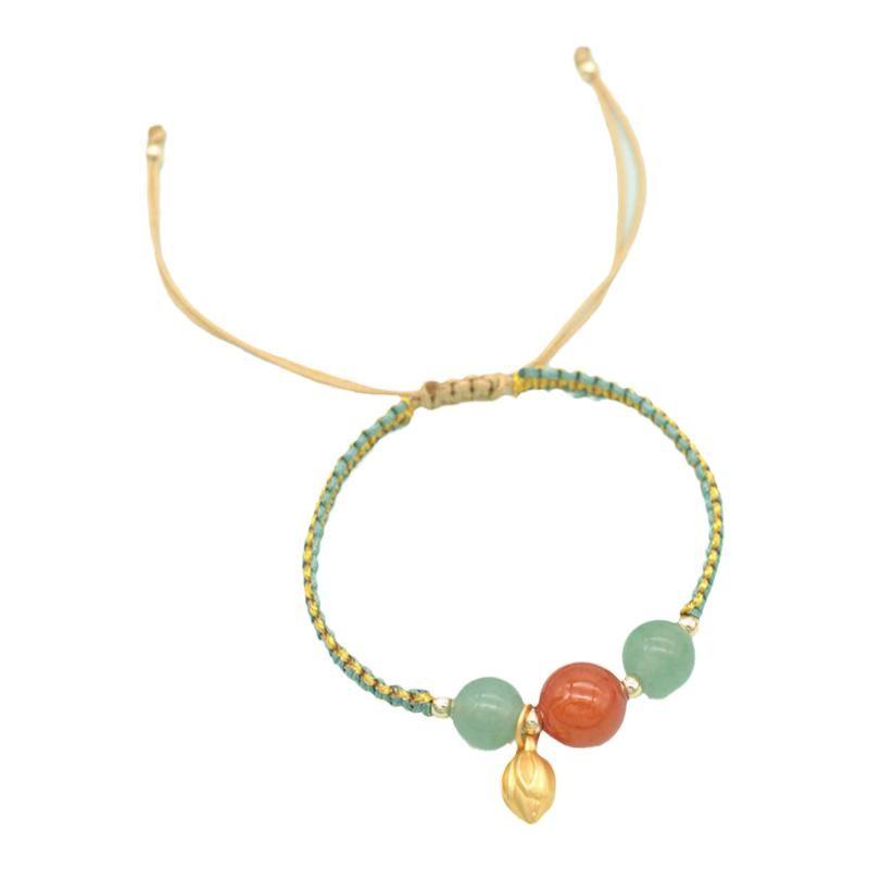 Браслет ручной работы из южного красного агата — оригинальный китайский стиль, простой дизайн с красной веревкой для женщин и пар