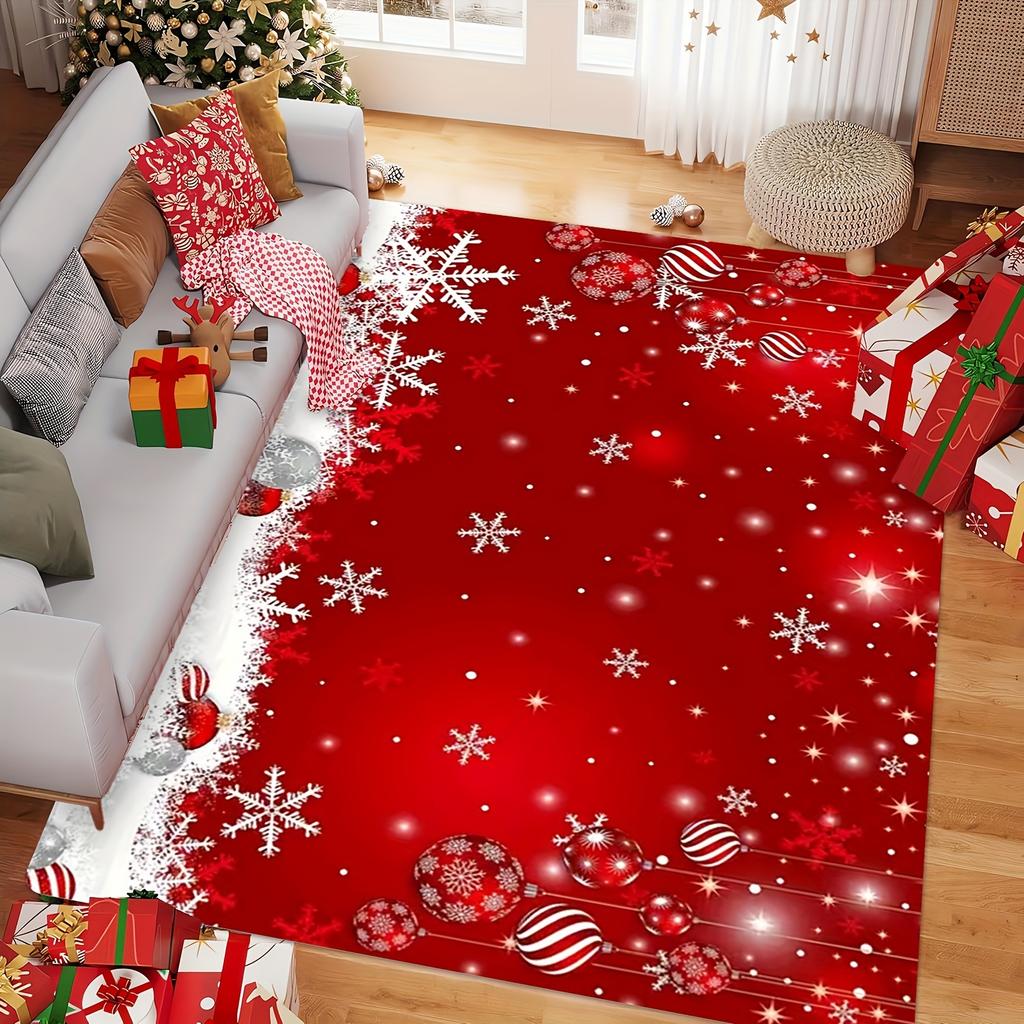 Christmas Snowflake Carpet Home Decoration, Non-Slip, Water-Absorbent And Dirt-Resistant, Bedroom And Sofa Floor Mat