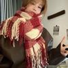 Mohair Winter Cashmere Scarves Tassel Long Shawl Retro Plaid Wool Scarf  Student