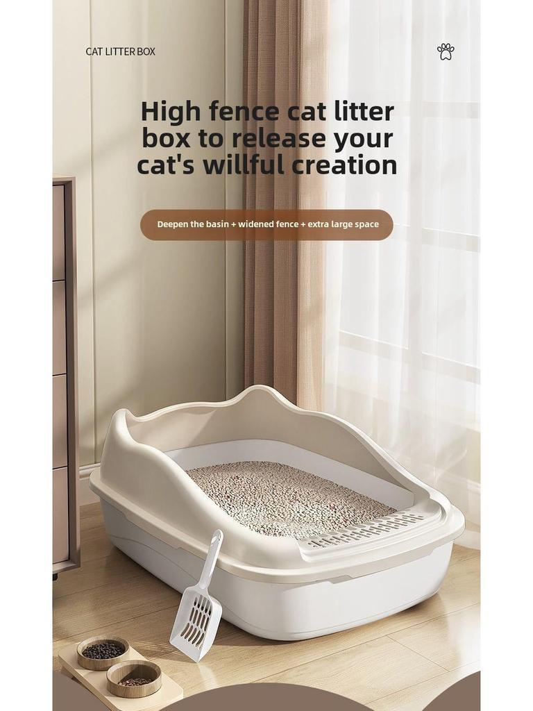 Extra Large Semi-Enclosed Anti-Splash Cat Litter Box