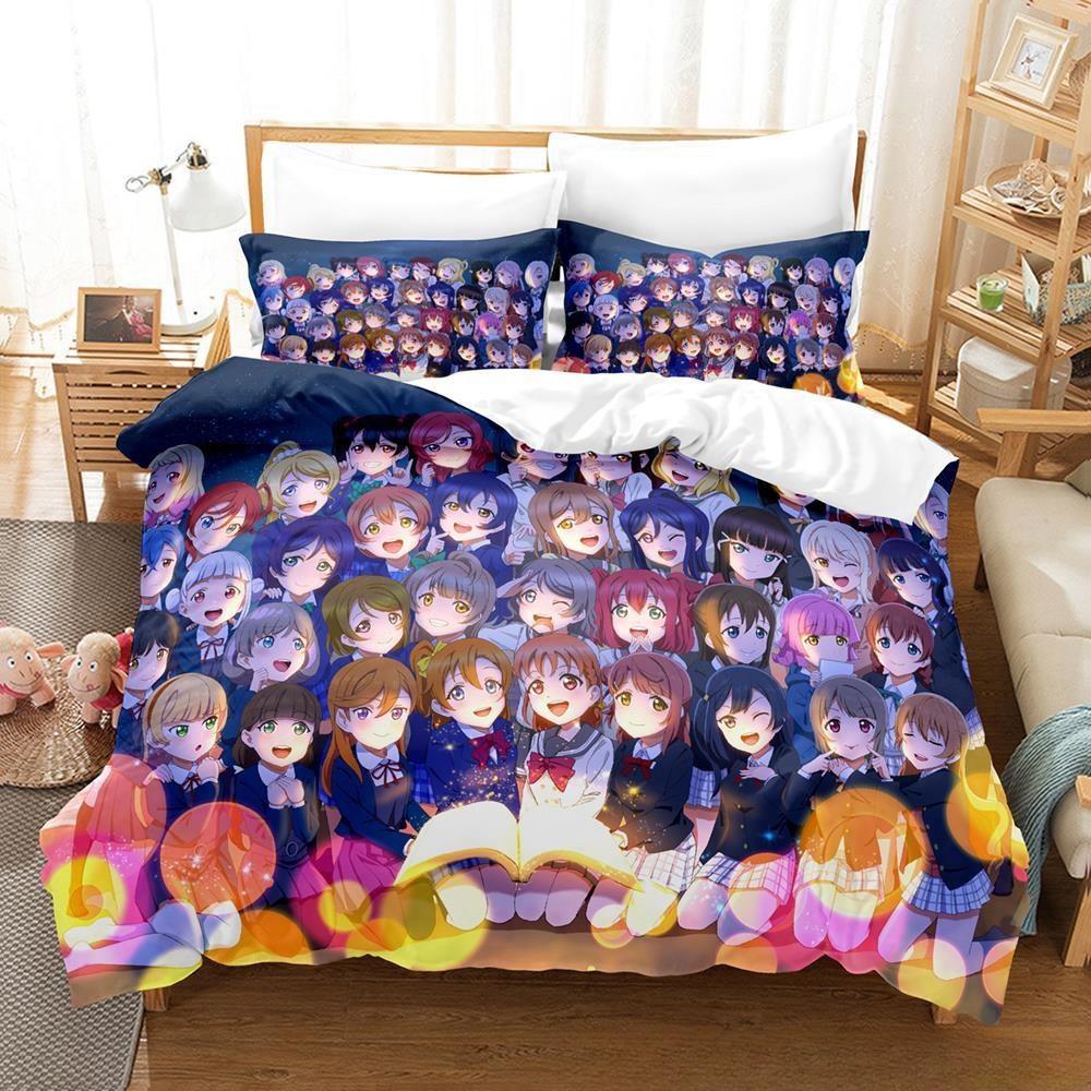 3D Printed Anime Kawaii Girs Love Live! Bedding Set Single Twin Full Queen King Size Bed Set Adult Kid Bedroom Duvetcover Sets