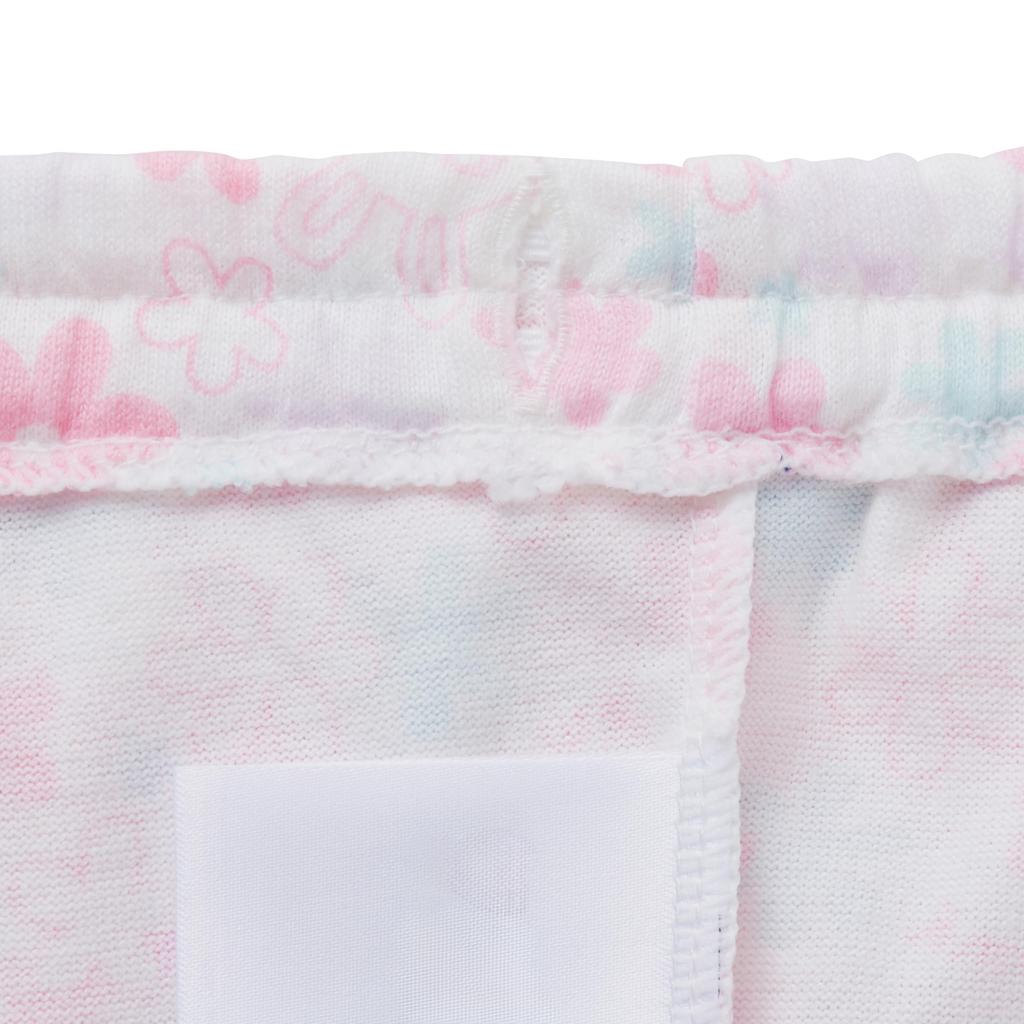 MIKI HOUSE Short Sleeve Pajamas with Cropped Floral Made In Baby Size Pants, Print, Japan, Girls' & Kids' Pajamas, 120cm, White, 12-7302-687