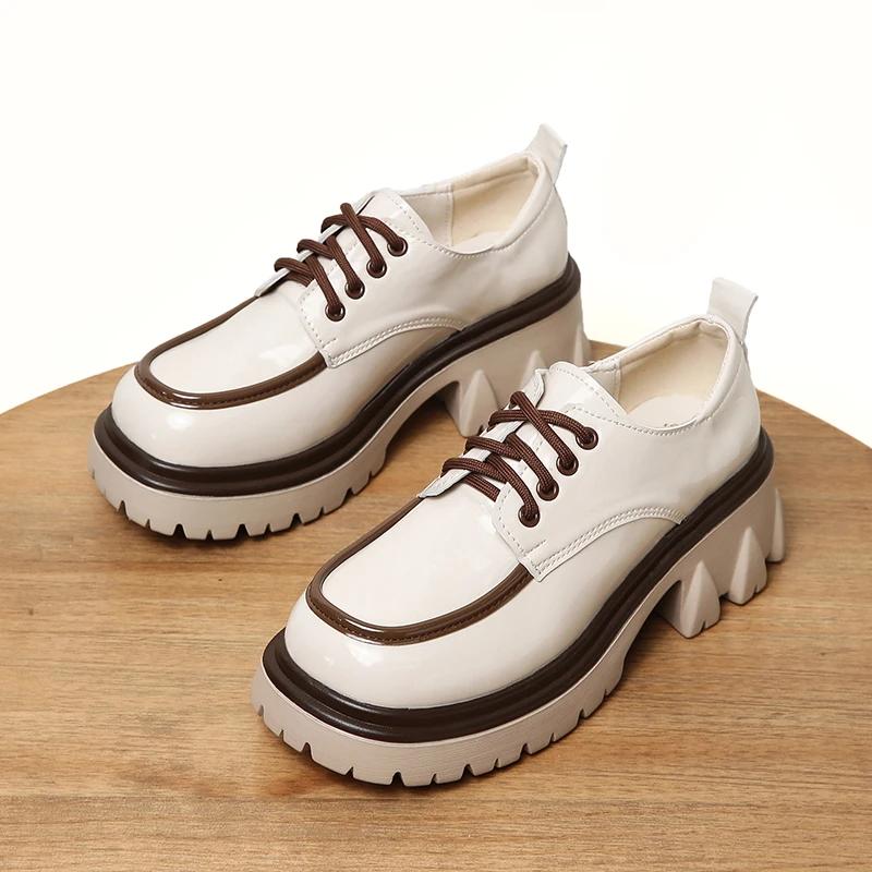 Fashion Shoes for Women 2024 Autumn Winter New Chunky Heel Platform Lace-up Women's Boots Fashionable Round Toe Motorcycle Boots