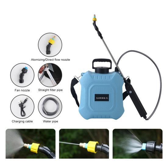 5L/8L Garden Electric Sprayer Backpack Sprayer with Shoulder Strap Telescopic Wand 2 Nozzles Battery Powered Sprayer for Lawn Yard Maintenance