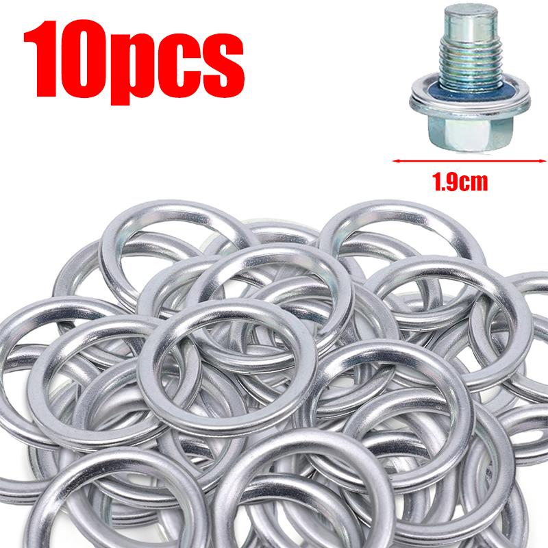 100-10pcs Car Oil Pan Drain Gasket Drainage Bolt Pad Oil Drain Plug Gasket Replaceable Accessories for Hyundai Volvo Mitsubishi
