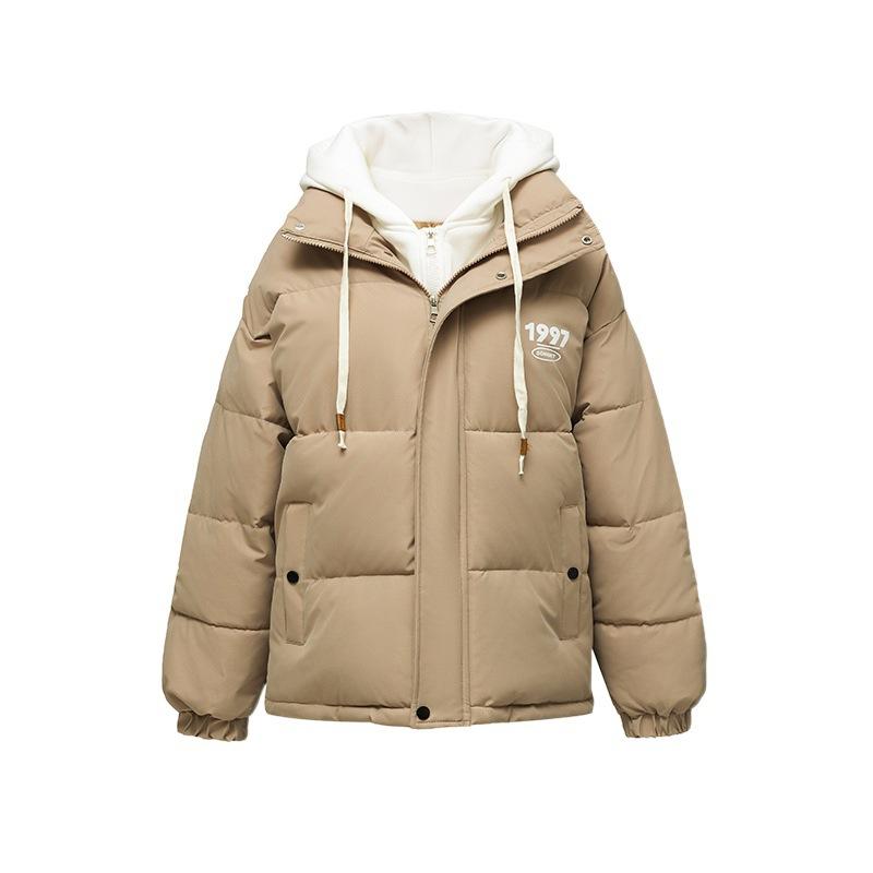 Новая женская осенне-зимняя короткая стеганая куртка с капюшоном свободного кроя в стиле «два в одном» из хлопка, теплое пальто