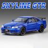 1:Масштаб 32 SKYLINE GTR R34 Спортивный Автомобиль Модель Игрушка Металл Литье под Давлением Оттяжка Свет Музыка 4 Двери Открываются Транспортные Средства Украшения Подарки