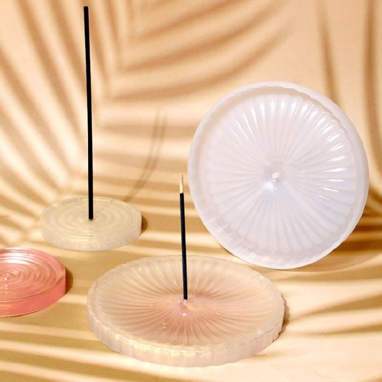 Crystal Epoxy Mold Incense Stick Holder Resin Molds Round Jewelry Tray Mold