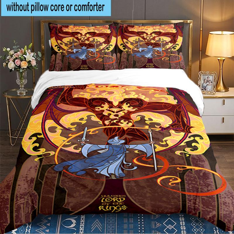Dragon's Fiery Dance Lord 3pcs Bedding Set,Including 1pc Duvet Cover And 2pcs Pillowcases Perfect Gift for Christmas,Ideal for Bedroom, Dormitory