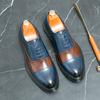 Модная мужская формальная обувь Коричневая Синяя Лоскутная Лакированная кожа Деловая Модная Обувь Дерби Свадебная Социальная Обувь Размеры 38-46 Мужская Обувь